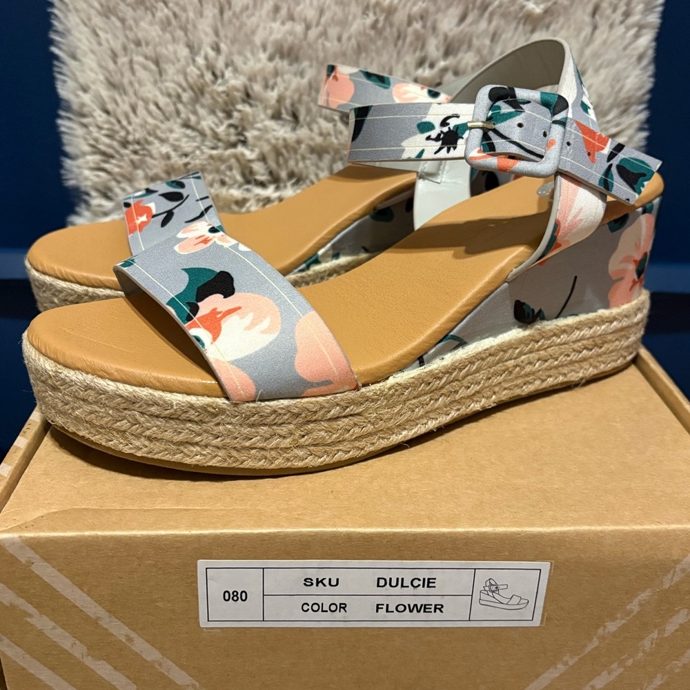 Floral Espadrille Wedge Sandals size 8 NWB